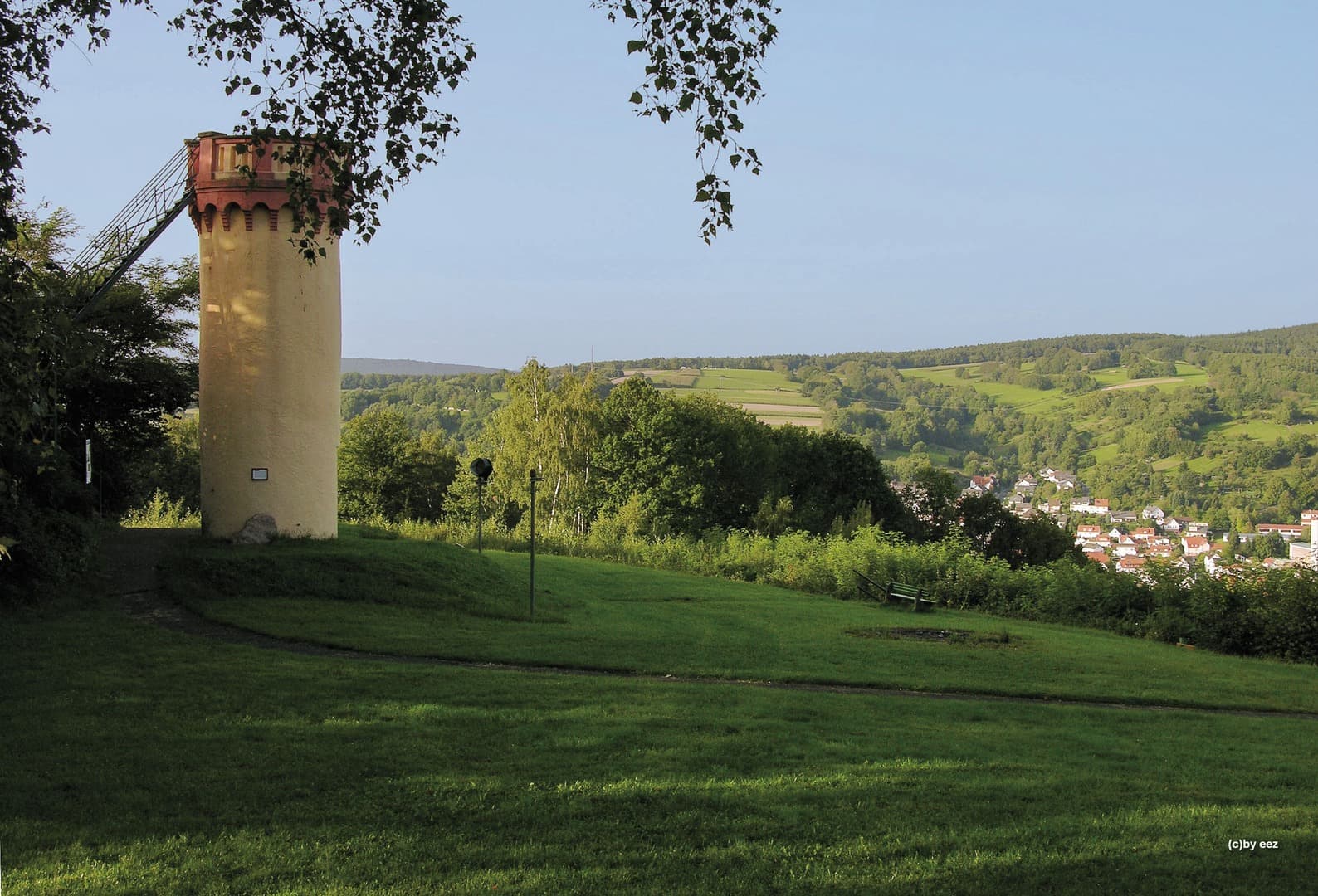 Blick vom Wartturm über Bad Orb und die Spessarthöhen